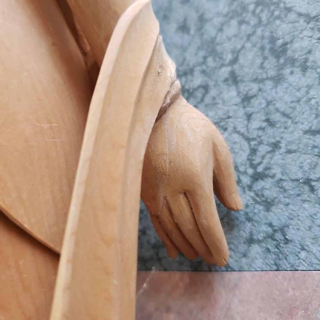 蔵出し特価　魔除け願いを叶える仏像★白木 聖観音菩薩像1尺立★訳あり