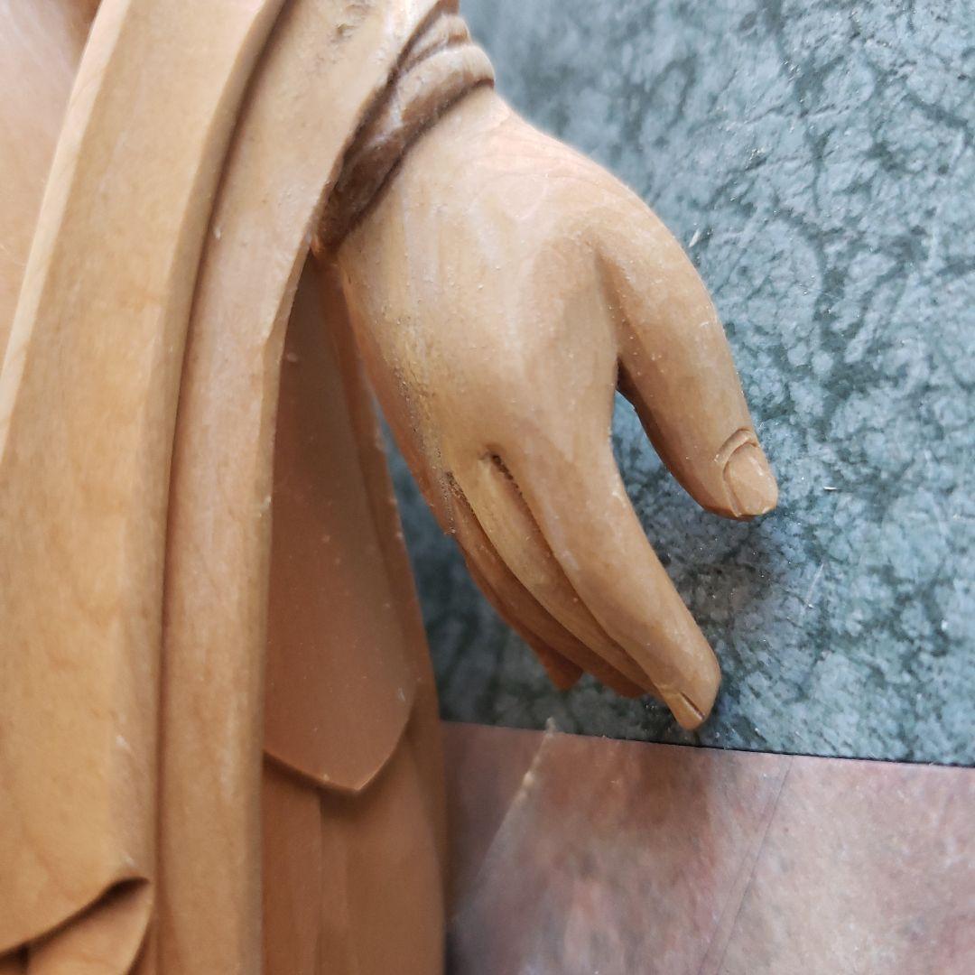 蔵出し特価　魔除け願いを叶える仏像★白木 聖観音菩薩像1尺立★訳あり