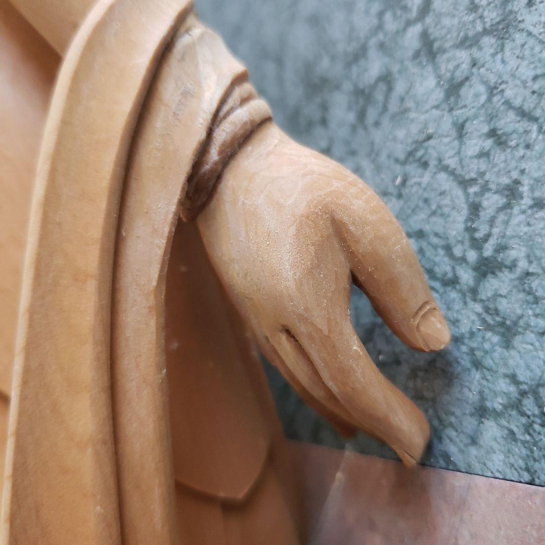 蔵出し特価　魔除け願いを叶える仏像★白木 聖観音菩薩像1尺立★訳あり