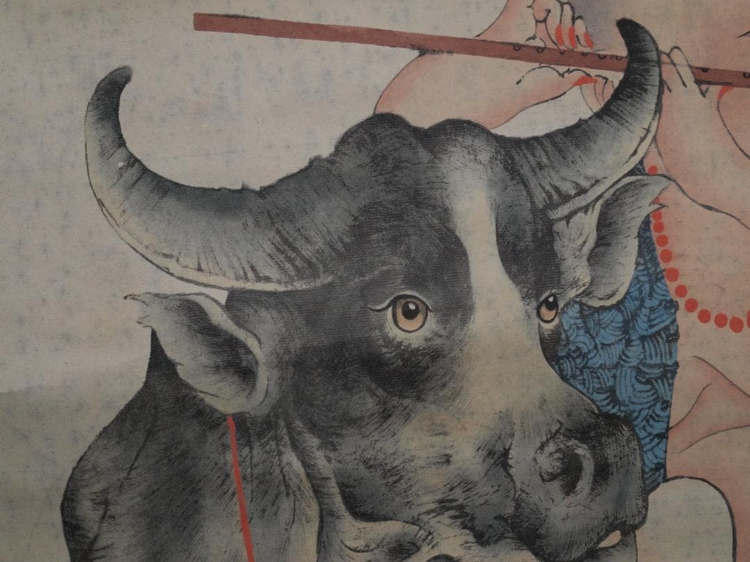 【骨董掛け】近代　牧童図　肉筆保証 唐物唐本　掛け軸 AK2160A9-2