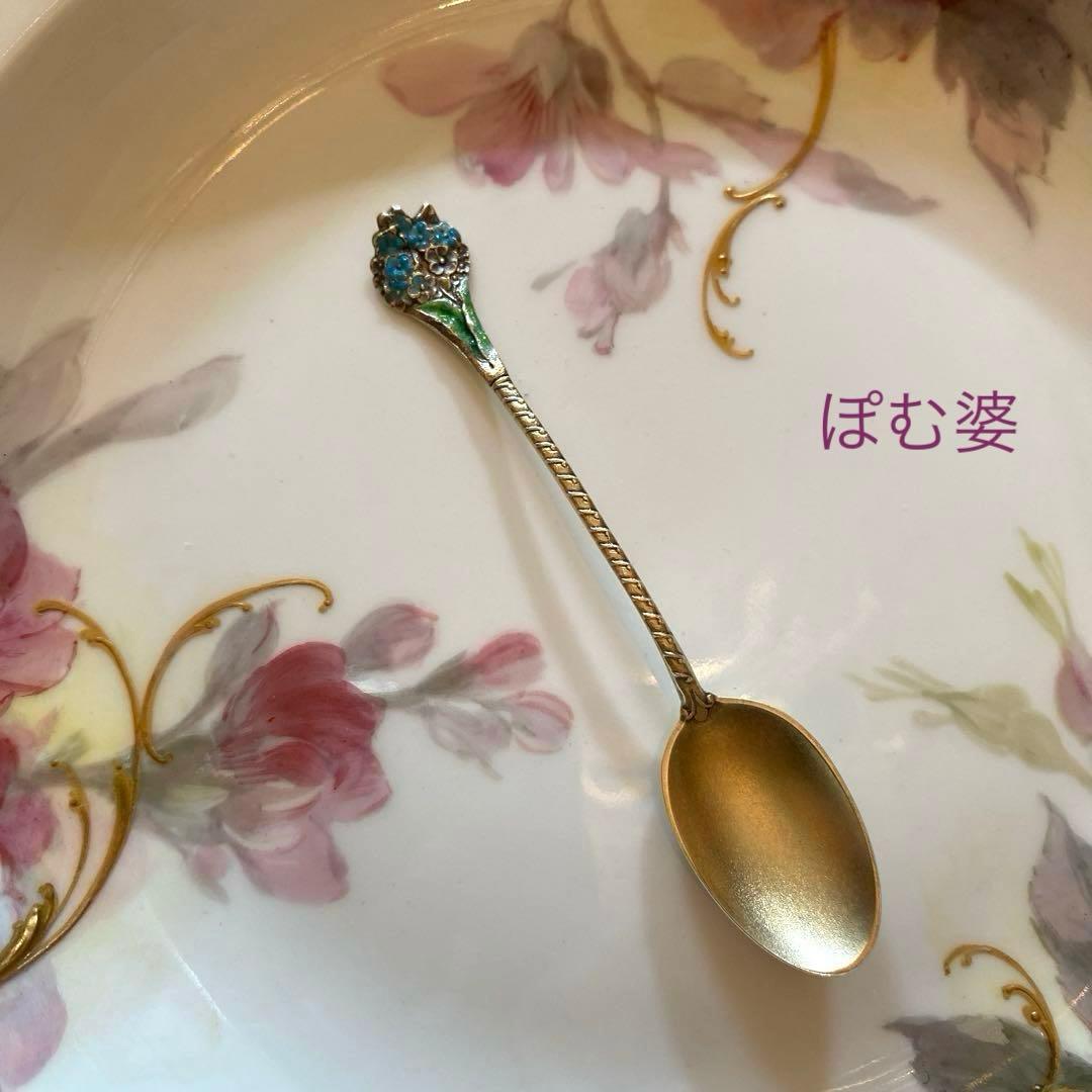 【米国】純銀 スターリングシルバー／スプーン「エナメル」