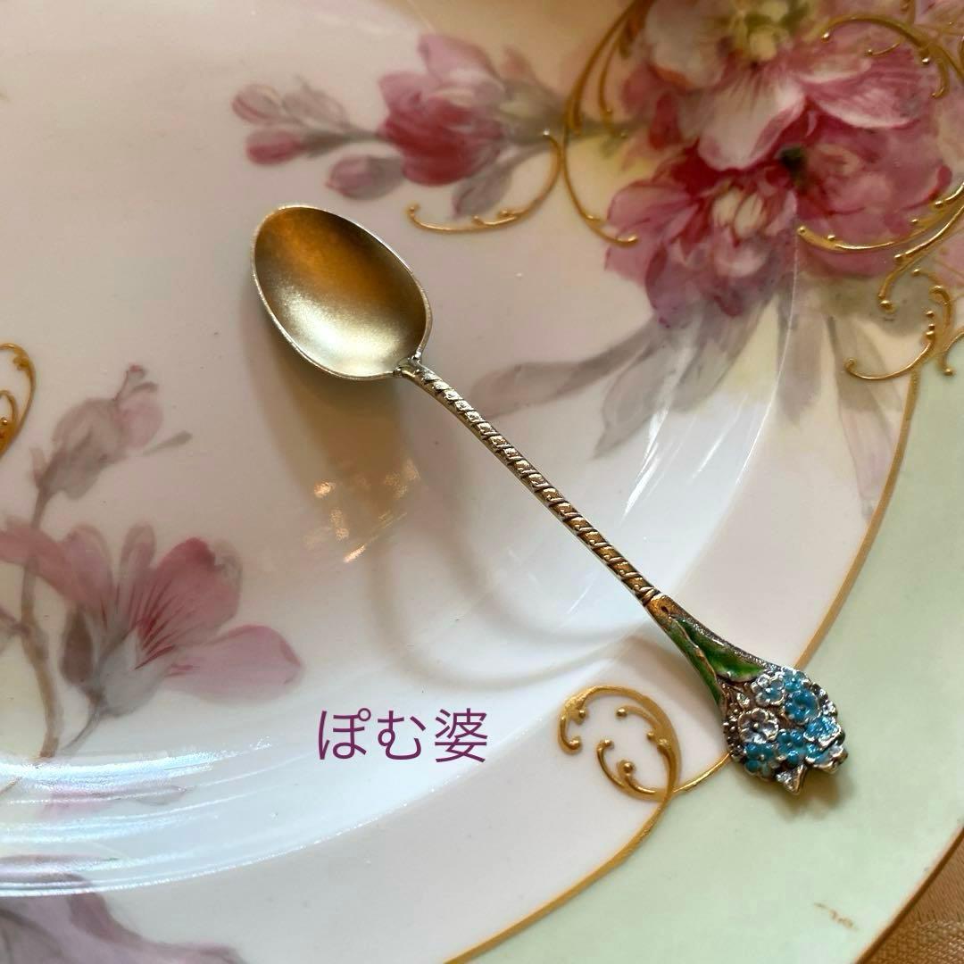 【米国】純銀 スターリングシルバー／スプーン「エナメル」