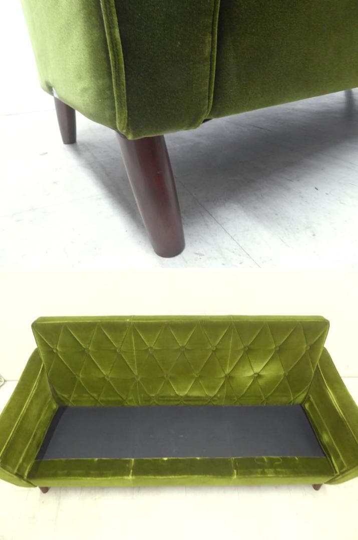 ■カリモク60■ロビーチェア 3シーター ソファ モケットグリーン