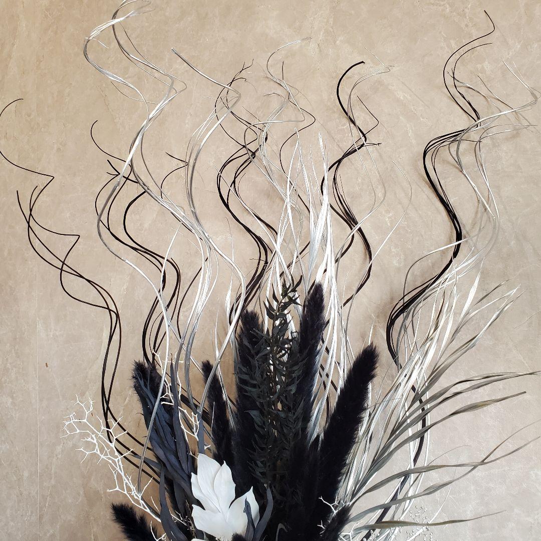 花瓶付き　特大　インテリア　ドライフラワー　スワッグ　アートプランツ　モノトーン