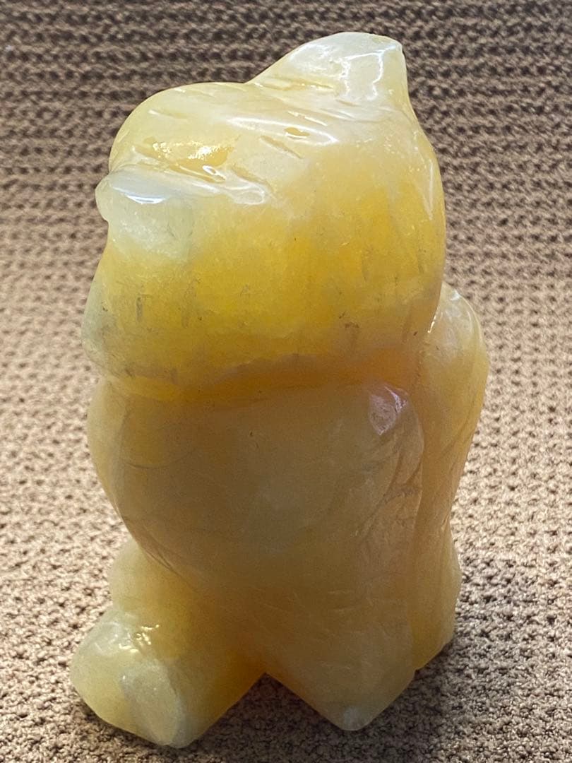 フクロウの置物 アンゴナイト 約12cm