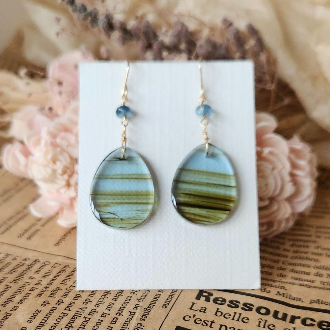 ✅️kaya,✅️１４kgf①オプシディアンピアス