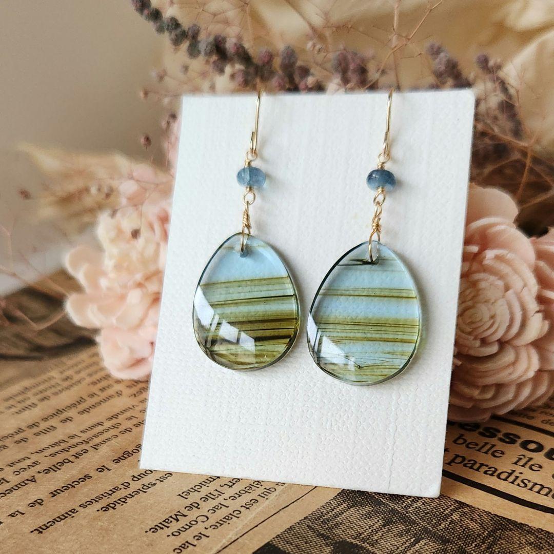 ✅️kaya,✅️１４kgf①オプシディアンピアス