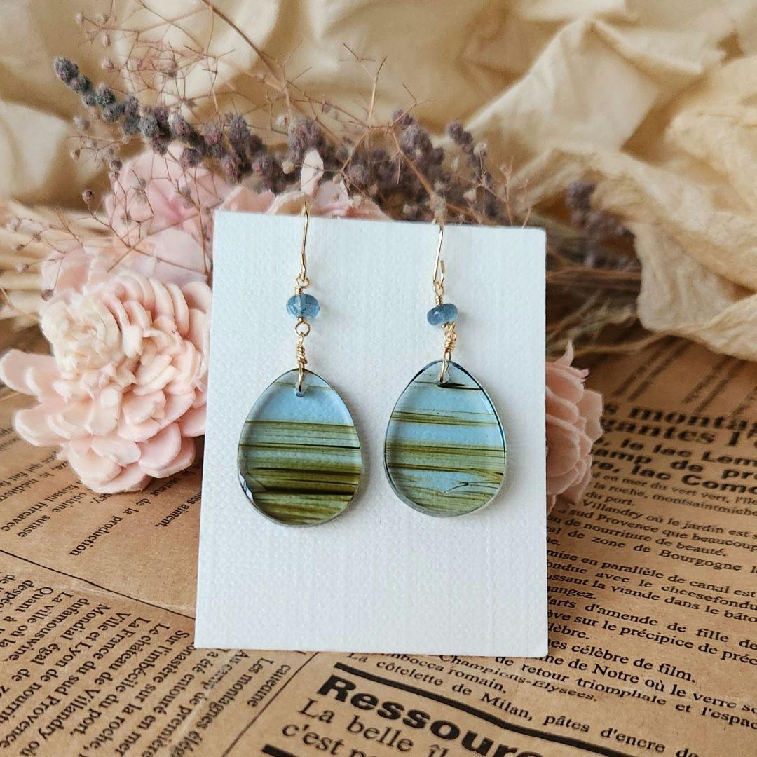 ✅️kaya,✅️１４kgf①オプシディアンピアス