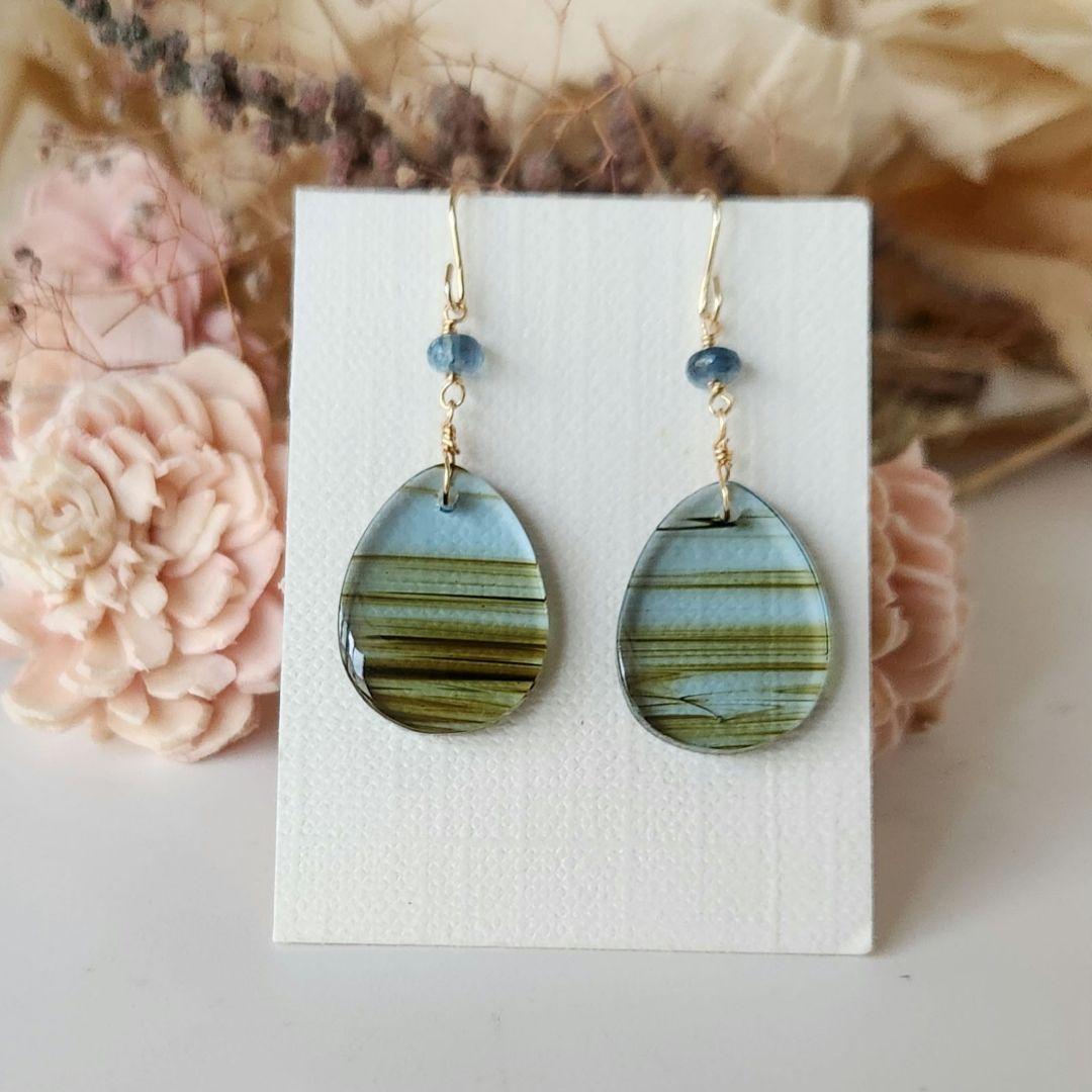 ✅️kaya,✅️１４kgf①オプシディアンピアス