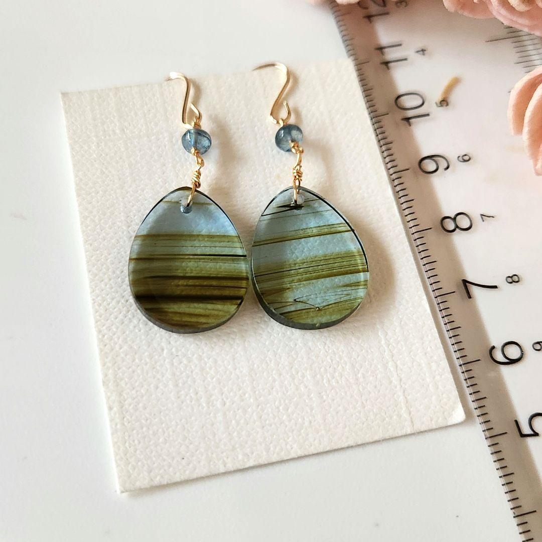 ✅️kaya,✅️１４kgf①オプシディアンピアス