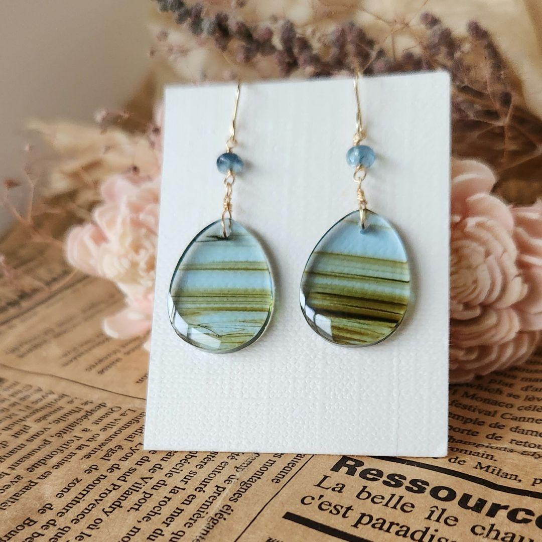 ✅️kaya,✅️１４kgf①オプシディアンピアス