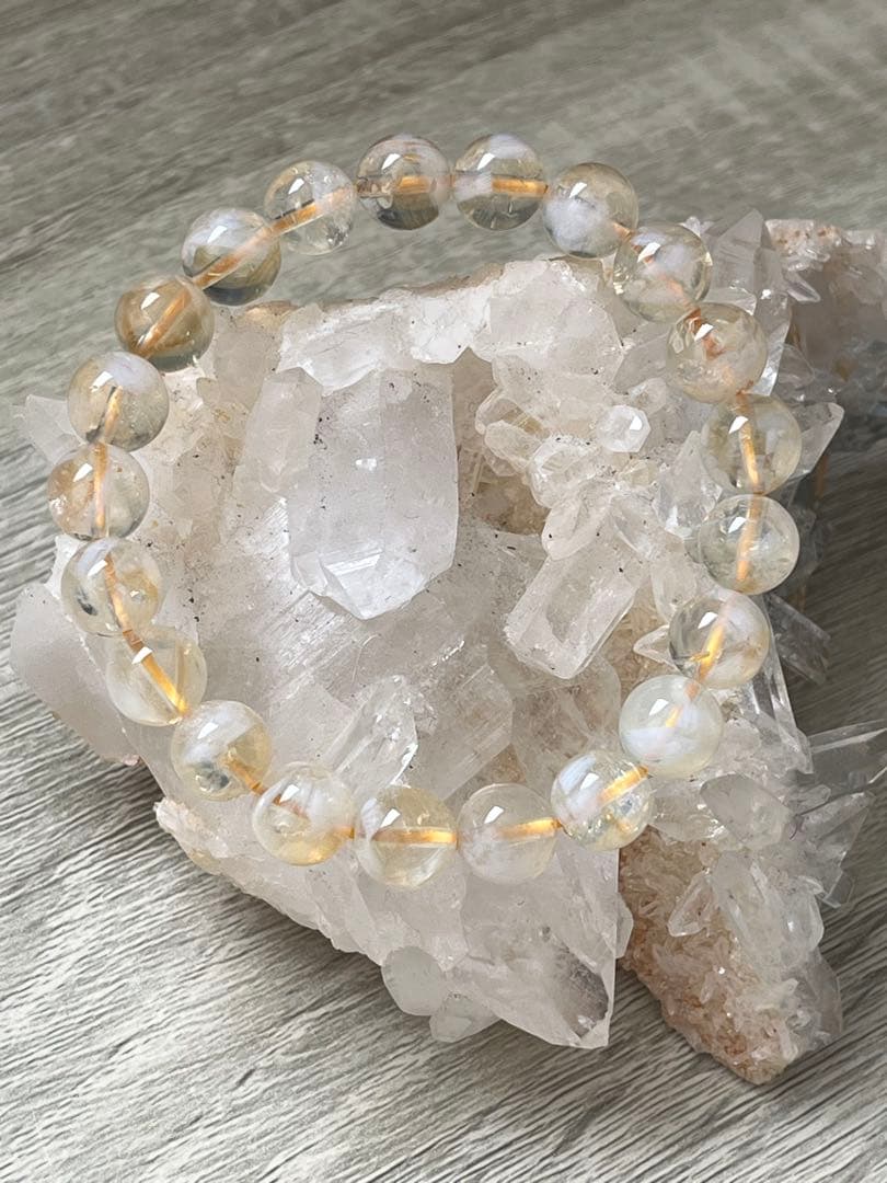天然石ブレスレット☆品質よし！エンジェルラダーシトリン☆心の安定＆金運