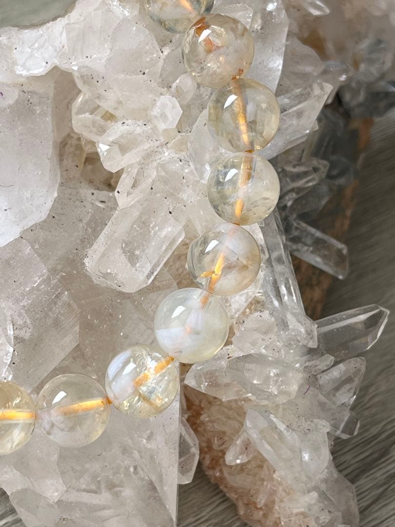 天然石ブレスレット☆品質よし！エンジェルラダーシトリン☆心の安定＆金運