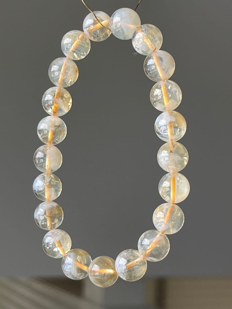 天然石ブレスレット☆品質よし！エンジェルラダーシトリン☆心の安定＆金運