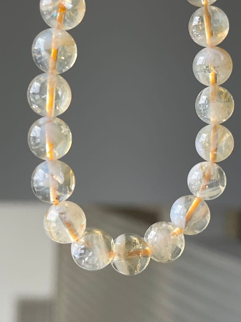 天然石ブレスレット☆品質よし！エンジェルラダーシトリン☆心の安定＆金運