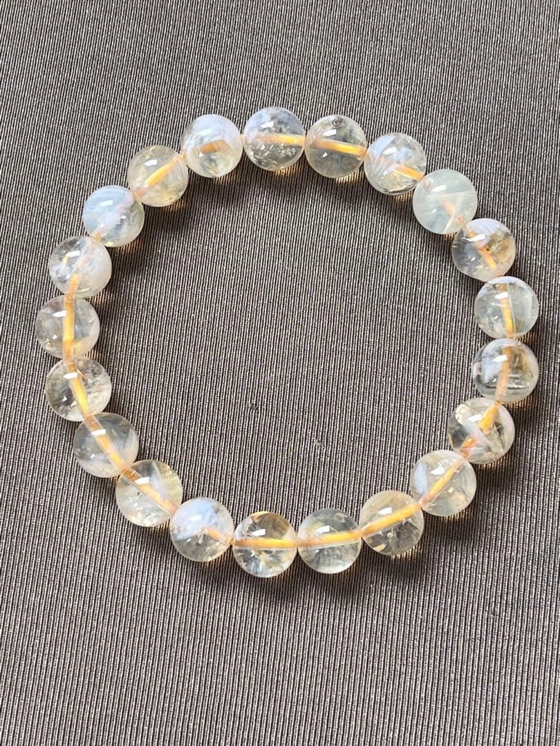 天然石ブレスレット☆品質よし！エンジェルラダーシトリン☆心の安定＆金運