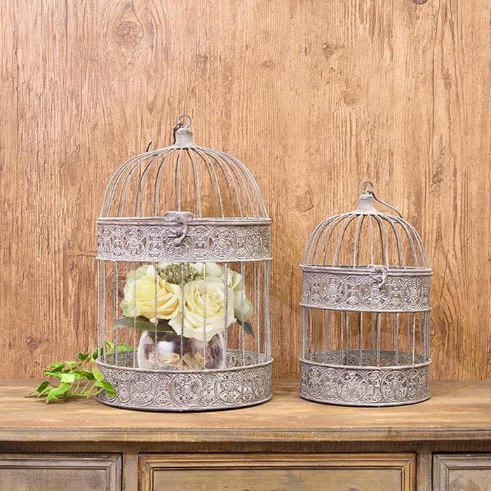 インテリア鳥かご MLセット バードケージ (ラウンド グレー) フローリスト