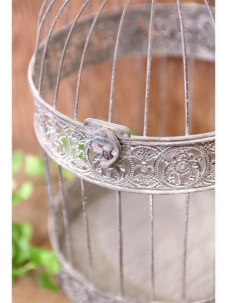 インテリア鳥かご MLセット バードケージ (ラウンド グレー) フローリスト