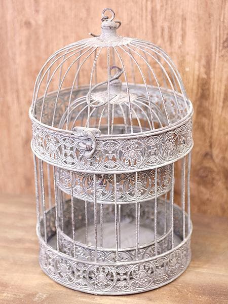 インテリア鳥かご MLセット バードケージ (ラウンド グレー) フローリスト
