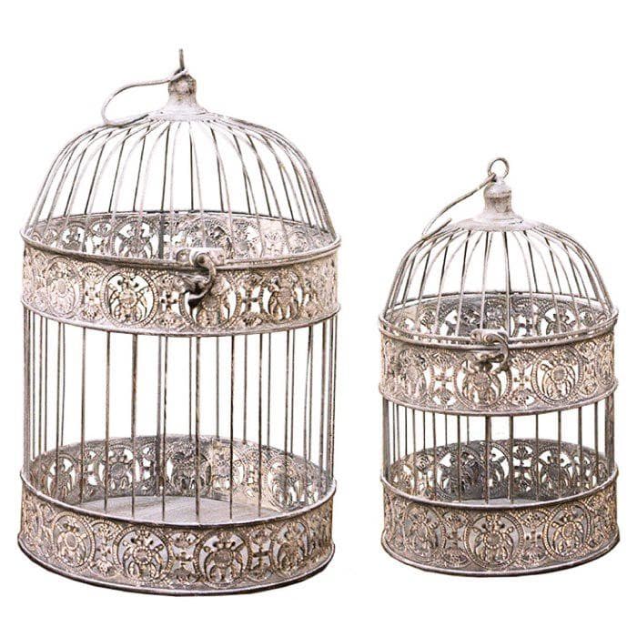 インテリア鳥かご MLセット バードケージ (ラウンド グレー) フローリスト