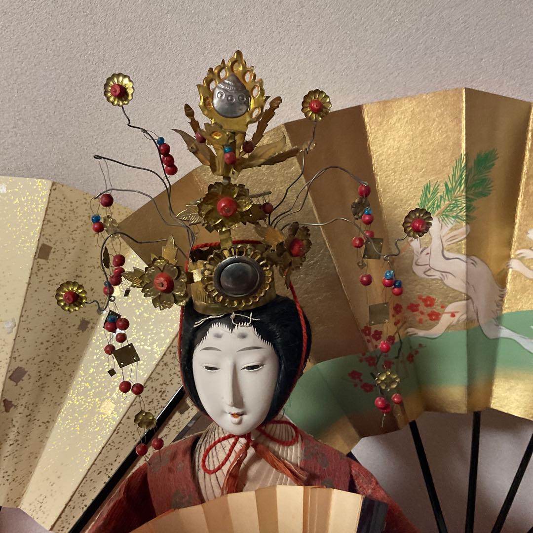 参考出品　110年前のお雛様　伝統的な雛人形（赤・金）