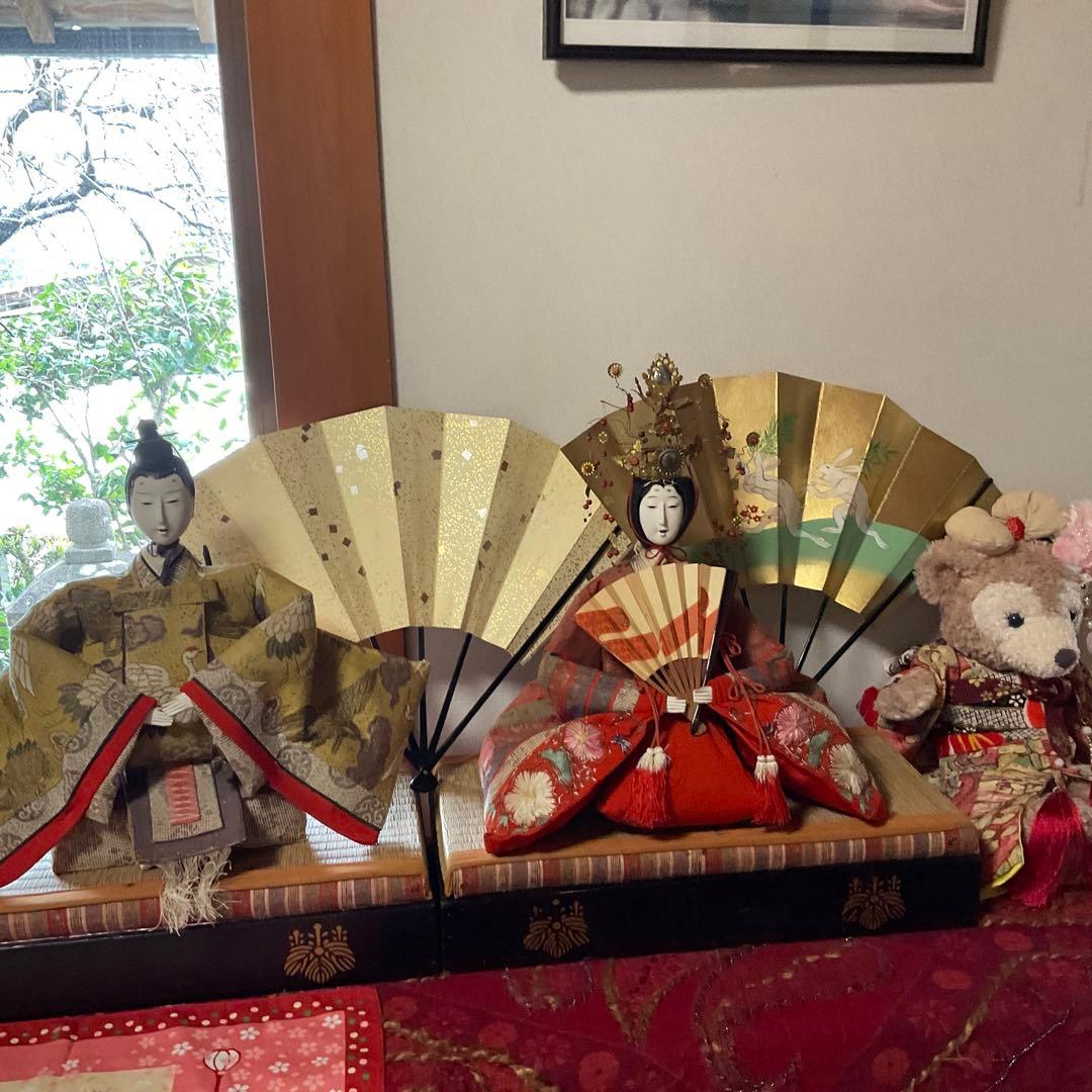 参考出品　110年前のお雛様　伝統的な雛人形（赤・金）