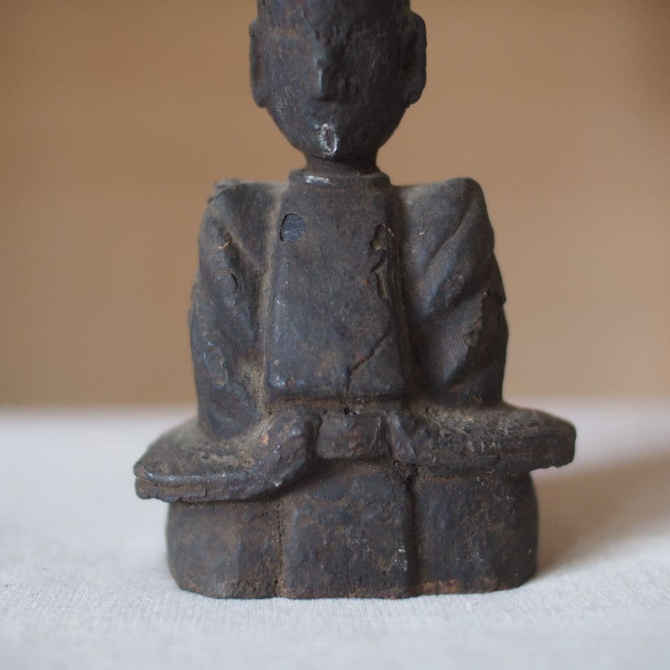 木製 黒い座像 神像 江戸期 骨董 古道具 古美術
