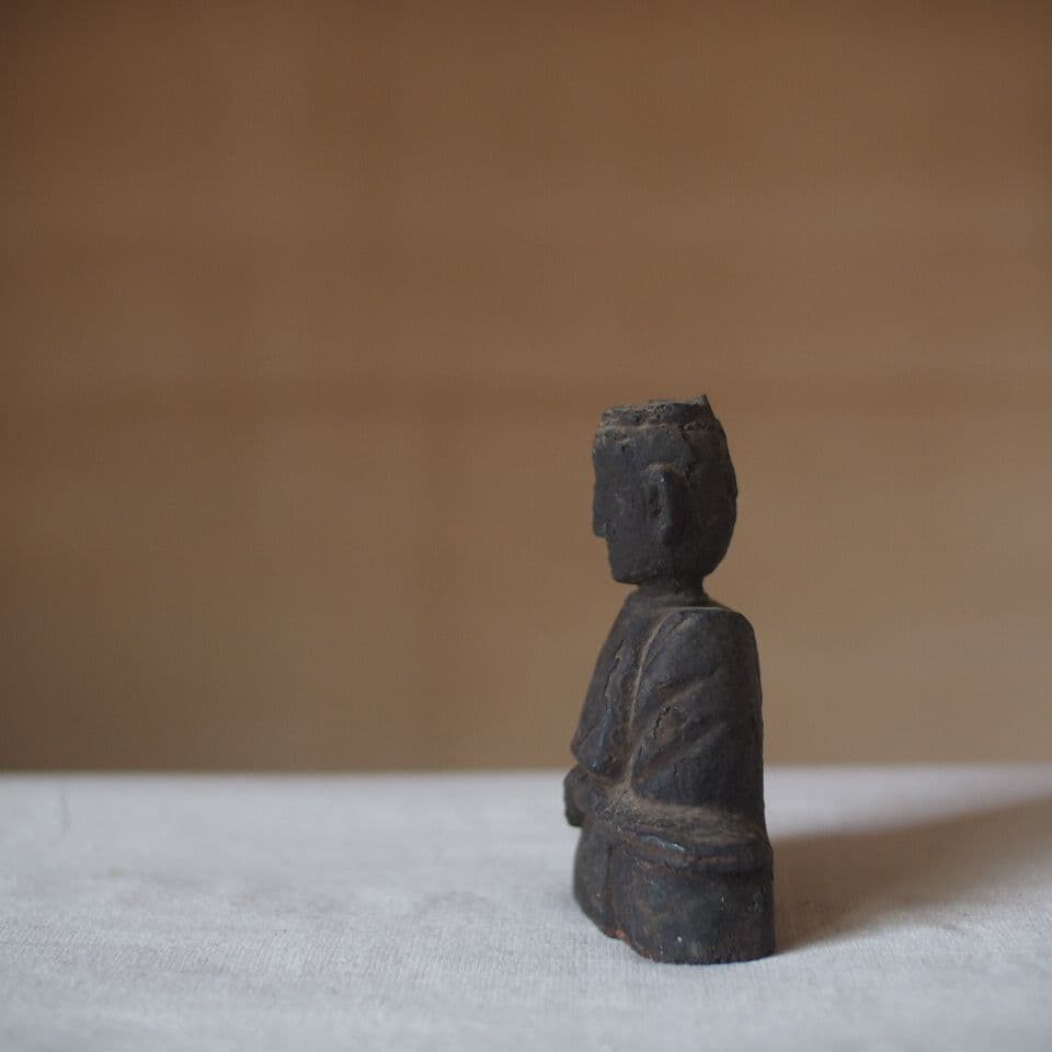 木製 黒い座像 神像 江戸期 骨董 古道具 古美術