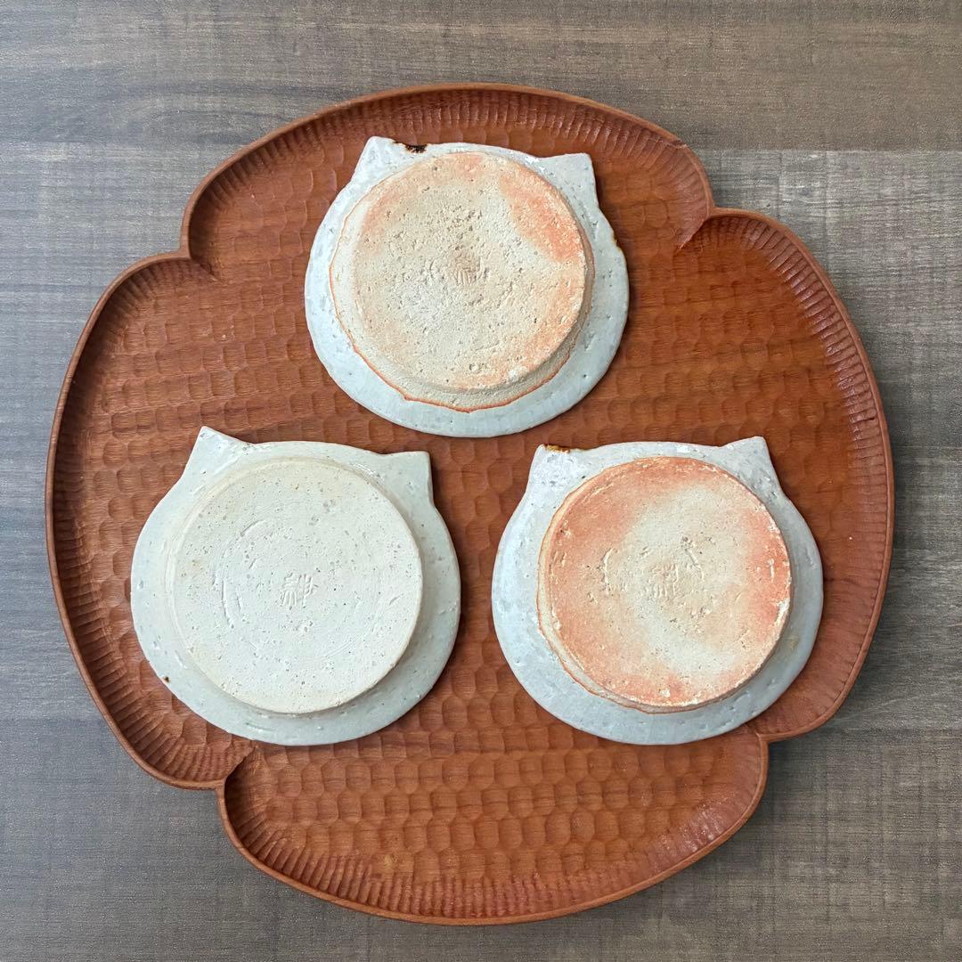 【美品】奥村陶房 猫 豆皿 3点セット 作家もの 希少