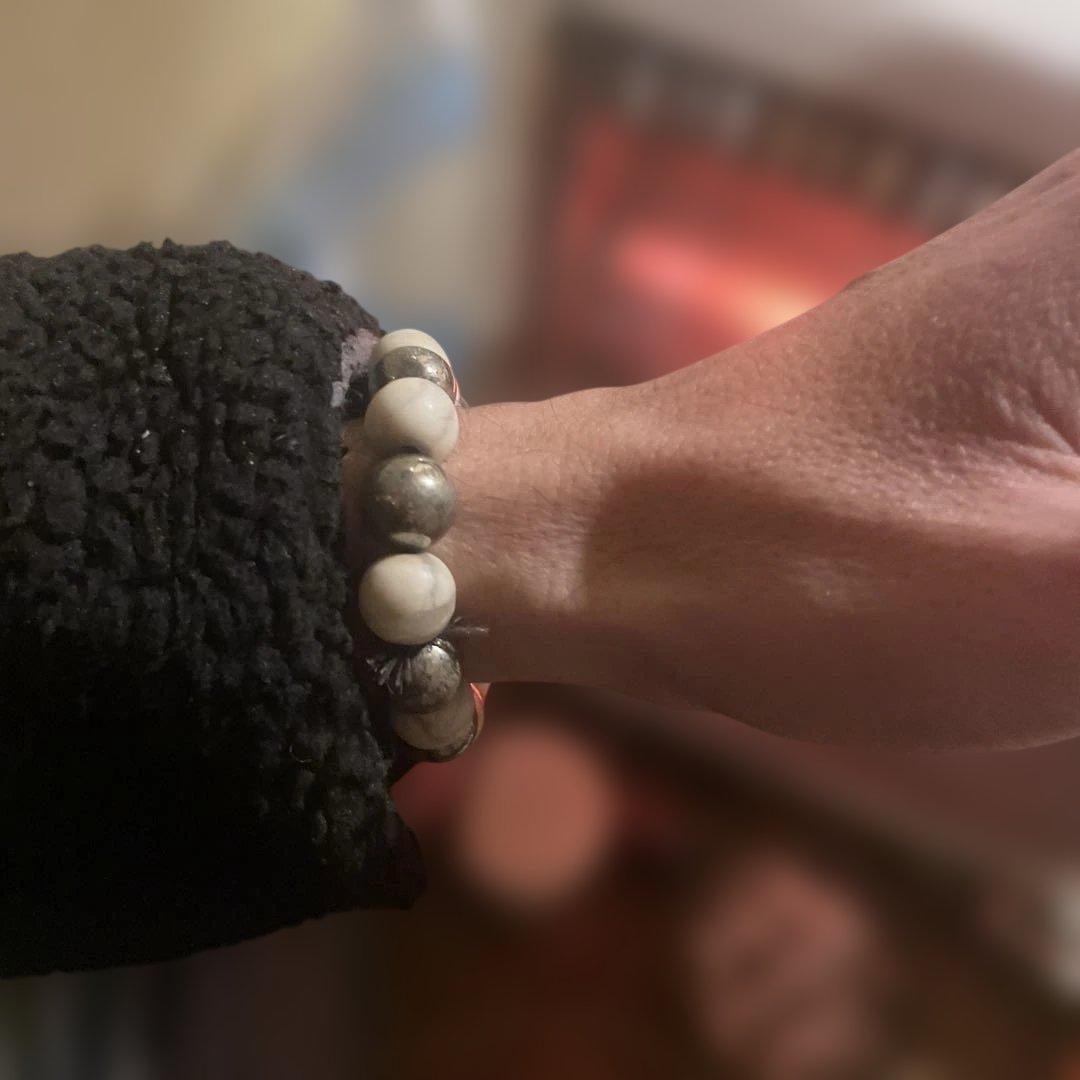 白銀　ターコイズ＆パイライトのブレスレット　アメリカンインデアン