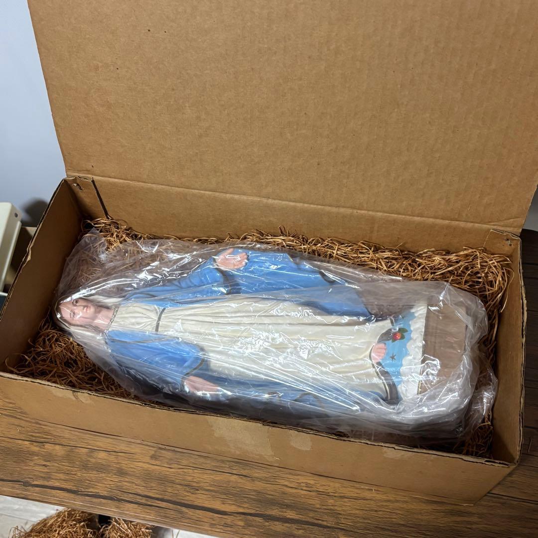 【未使用】マリア像　高さ５1cm 彫刻　無原罪の聖母像　置物　キリスト教