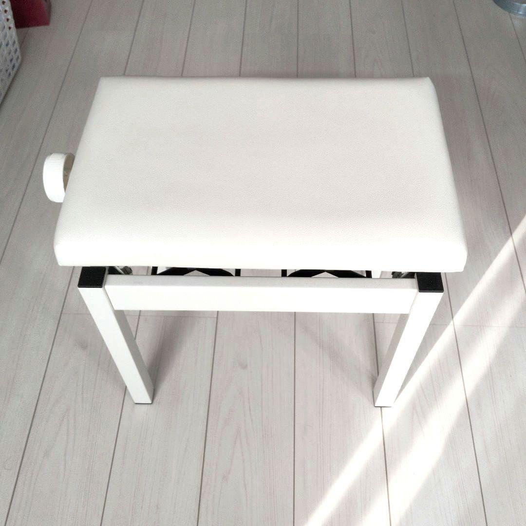 【極美品】ホワイト　電子ピアノ用椅子 合成皮革クッション