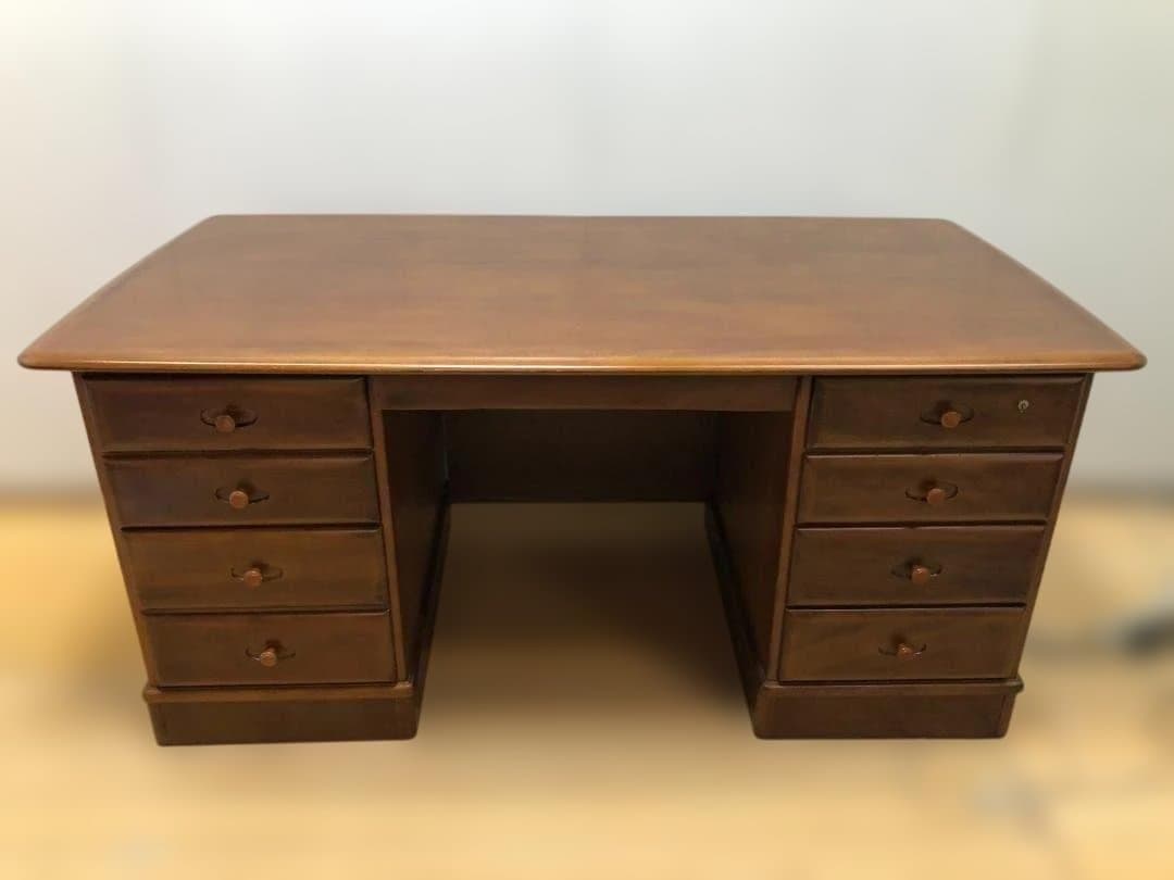 送料無料 カリモク 両袖机 デスク 高級 書斎机 重厚 天然木 251126