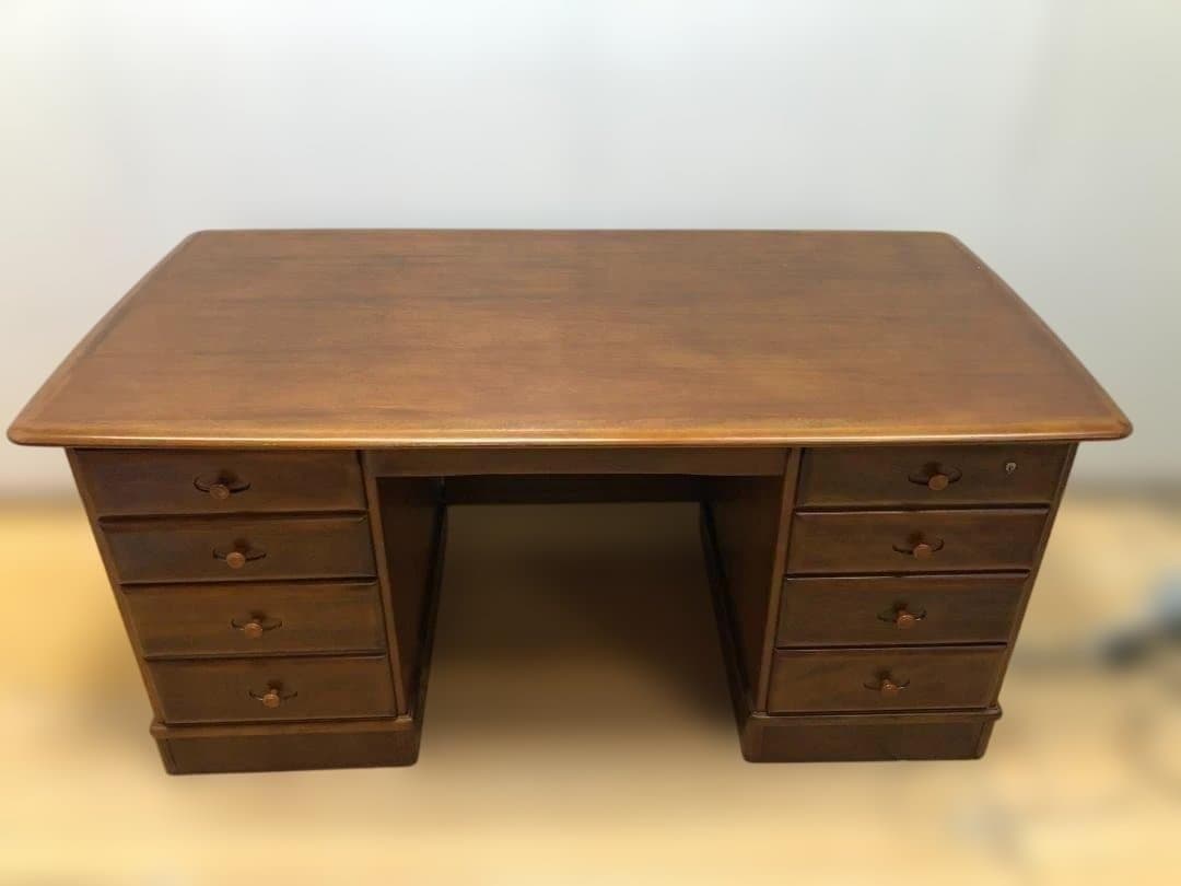 送料無料 カリモク 両袖机 デスク 高級 書斎机 重厚 天然木 251126