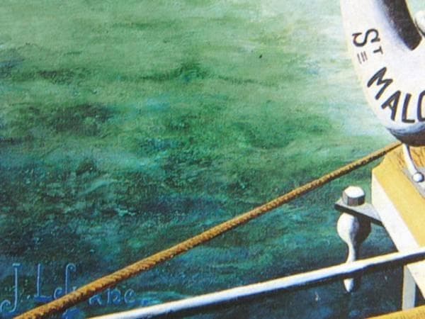 ルフラン、ノルマンディー号の進水、希少画集画、新品額装付