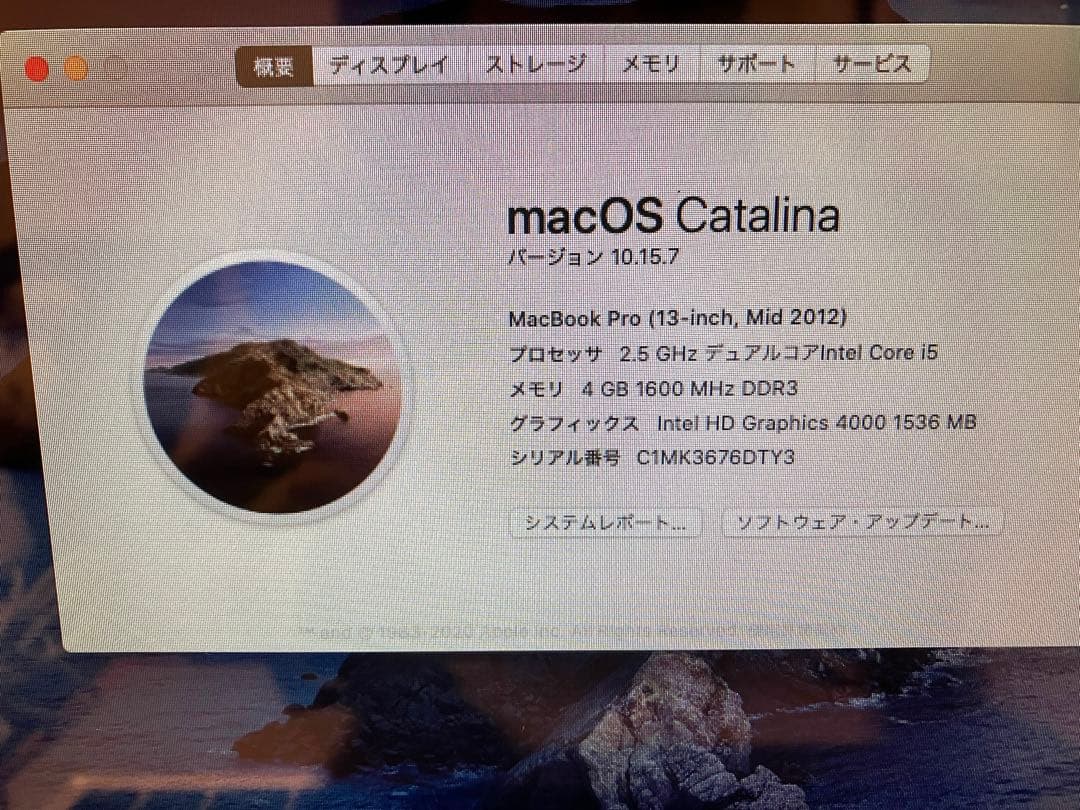 【中古】MacBookPro13インチMid2012Corei5/A1278
