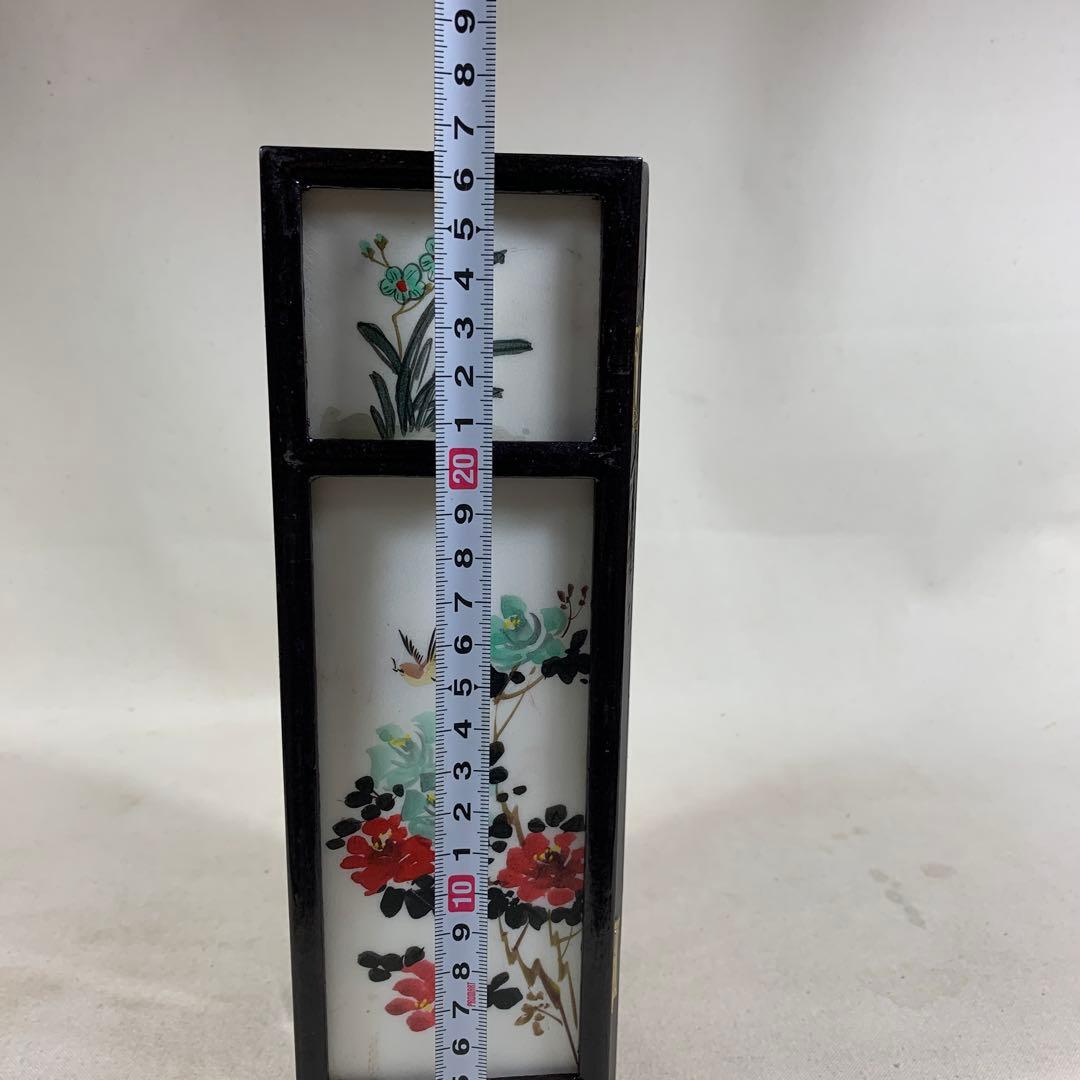 中国古玩　白雲石製品　四面硯屏 表花図 裏人物図 MARBLE ARTICLES