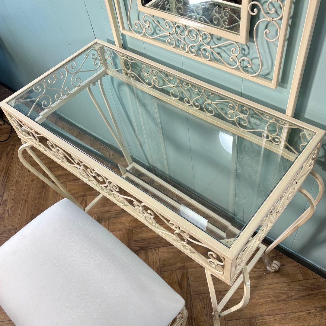 【送料込み✨】アンティーク調　ドレッサー・鏡台　❤︎ アイボリー ❤︎