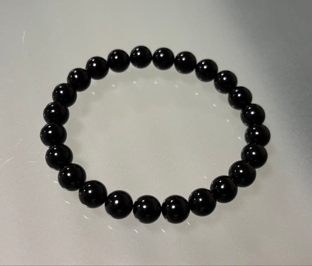 希少天然黒珊瑚ブレスレット（径１７cm、８mm珠）鑑別書付き⑥