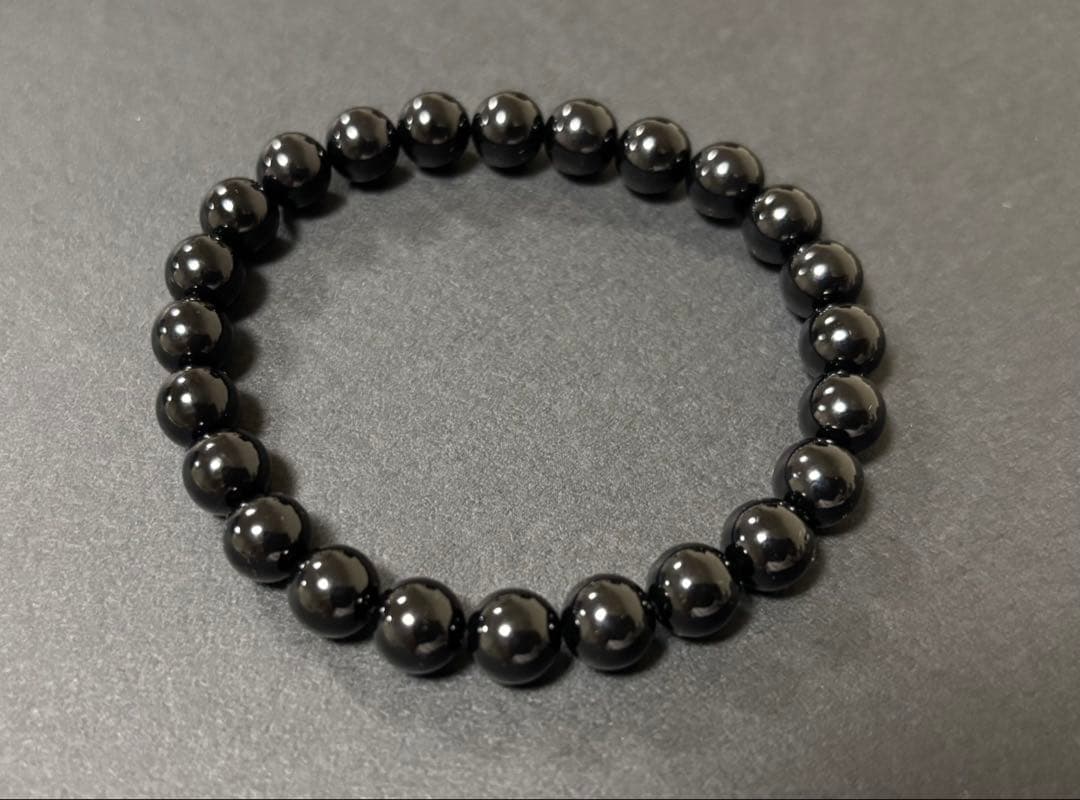 希少天然黒珊瑚ブレスレット（径１７cm、８mm珠）鑑別書付き⑥