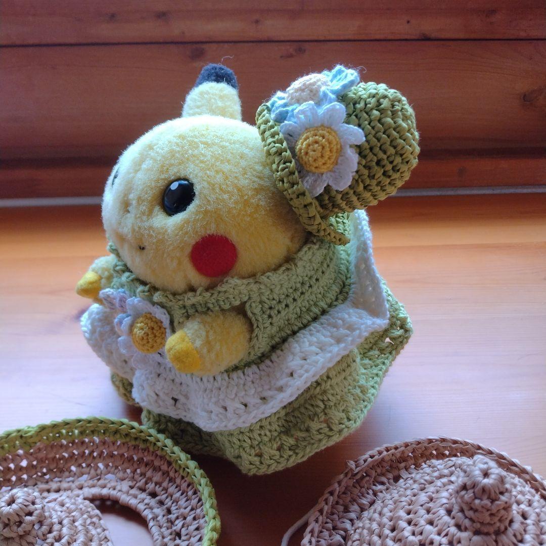 ピカチュウ ぬいぐるみ 麦わら帽子のピカチュウ帽子３点