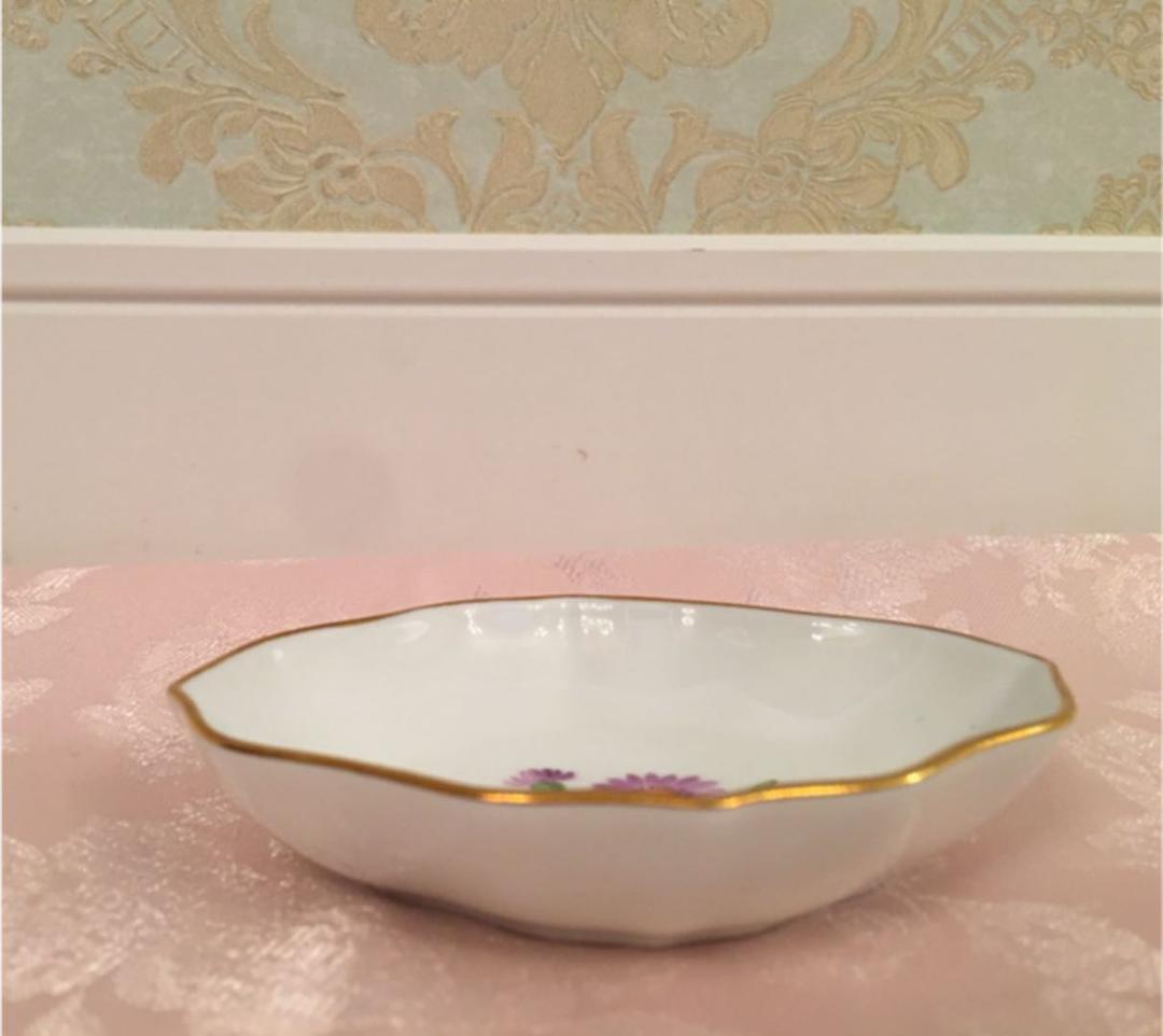 Meissen マイセン 手描き　お花　小皿　小物入れ　刻印　青い双剣