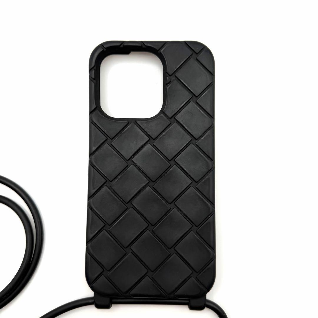 ボッテガヴェネタ　シリコン　iPhoneケース　14Pro ストラップ　ブラック