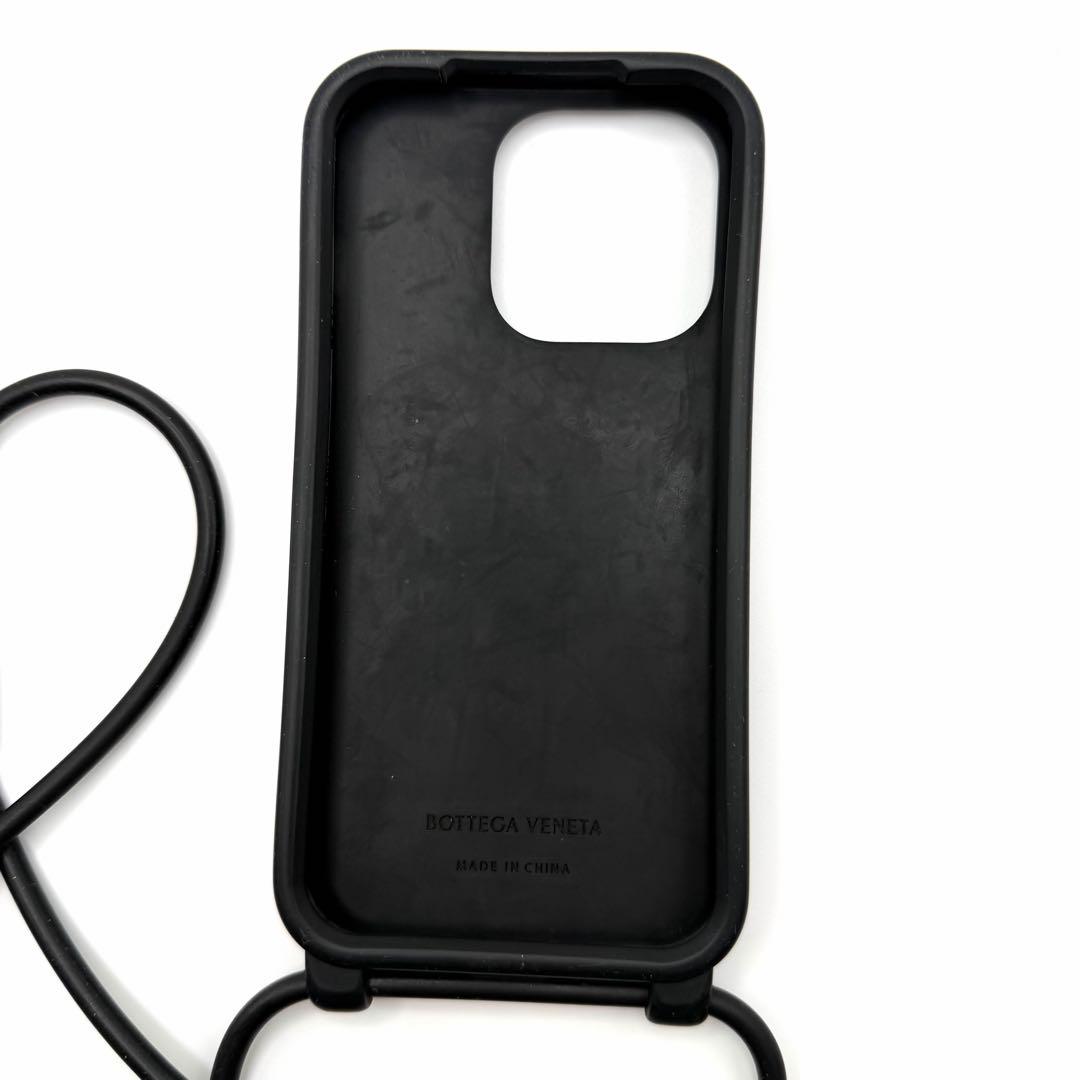 ボッテガヴェネタ　シリコン　iPhoneケース　14Pro ストラップ　ブラック