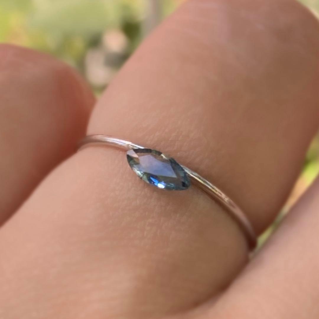 Silver925 18kgp バイカラー ティールサファイア リング