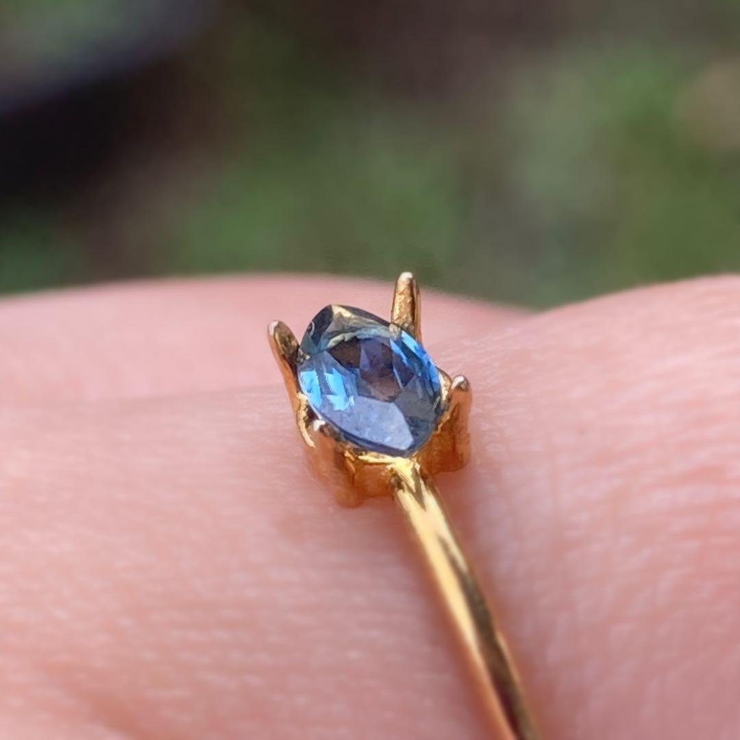 Silver925 18kgp バイカラー ティールサファイア リング