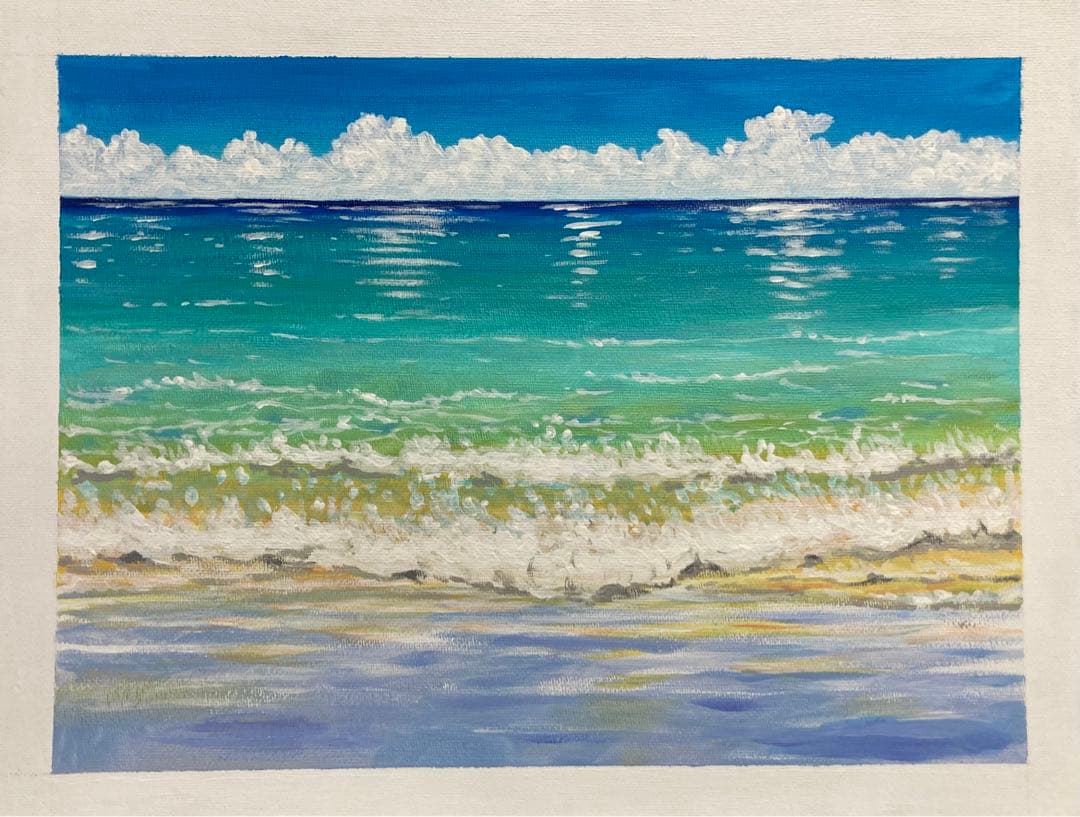 海の絵　アクリル画　インテリア