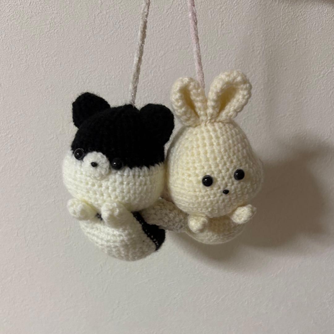「お空を飛びたいな」シリーズ オーダーメイドあみぐるみ うさぎ いぬ 編み物