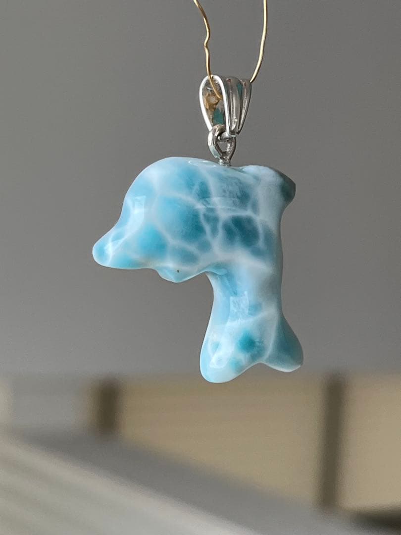 天然石☆高品質！ラリマーイルカ型☆濃いブルー＆ラリマーらしい模様＆形が美しい！