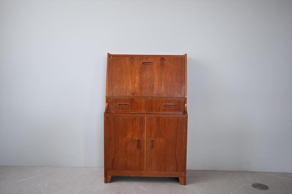 英国アンティークチーク古木ライティングビューロー/木製デスク/勉強机92-265